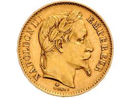 France Napoleon III, 20 francs 1868, gold, KM801.1 VF