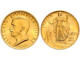 Italy 100 lire 1931/IX, gold, KM72 UNC