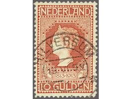 10 gulden roodoranje op geel met kortebalkstempel Hilversum, pracht ex., cat.w. 900