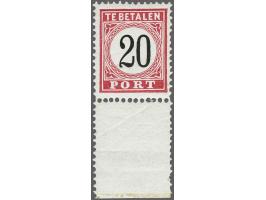 20 cent rood en zwart type III tanding 12½ x 12 met velrand, gom deels iets getint, cat.w. 375