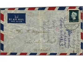 Hartz 25 cent donkergroen met langebalkstempel Sorong (SvL 200) op luchtpost envelop 23-3-1949 naar Utrecht, vrijwel pracht e