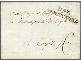 Don B/ ARM. DU NORD two-lined in black on letter La Haye le 25 Nivose an 6 (14 January 1798) to Cuyk, postage 6 stuiver, lett