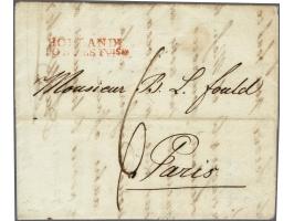 HOLLANDE / POSTES&nbsp;Foises in red on preprinted letter from La Haye 1 Aout 1807 to Paris, postage 6 déc., fine-very fine