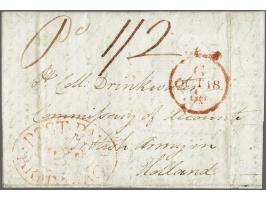 POST PAID&nbsp;crown ARMY&nbsp;BAG in red oval on letter from Monteviot (Jedburg, Scotland) to Lt. Col. Drinkwater British ar