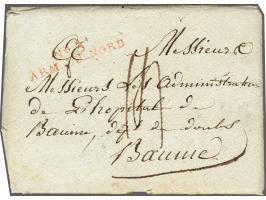 No.3./ ARM. DU&nbsp;NORD in red on envelope with full content from Bois le Duc le 17 février 1810 to Beaune, postage 14 déc (