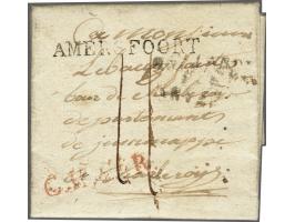 AMERSFOORT and C.H.2e.R. (red) on complete letter to Charleroi 10 aout 1810, transit stamp, weak HOLLANDE/ PAR/ ANVERS, posta