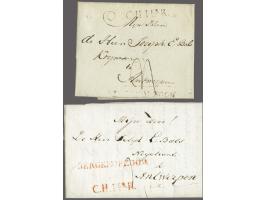 BERGEN OP&nbsp;ZOOM and C.H.1eR, both in black or in red on 2 complete letters 23 Louwmaand 1810 (=January) and 16 April 1810