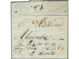 BREDA&nbsp;and P.P. (2x, red) on complete letter to Paris le 14 juillet 1810, prepaid postage 8 st., only 2 letters known in 