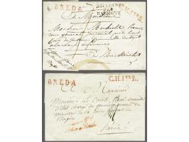 BREDA&nbsp;and C.H.1erR. both in red on 2 letters to Maestricht 30 juillet 1810 (complete letter) with transit HOLLANDE/ PAR/