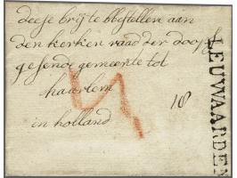 LEUWAARDEN&nbsp;in black on letter from Balk 20 maart 1811 to Haarlem, postage VI stuiver, only 2 letters known, fine