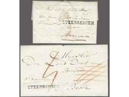 STEENBERGEN in black on 2 letters, to het Haagje (Princenhage) 13 Slagtmaand 1809 (November), postage 3 stuiver (letter with 