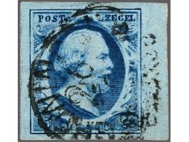 5 cent donkerblauw plaat III pos. 60 met velrand, pracht ex.