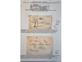 38 letters 1828-1845 to France with transit and rayon markings as LB/ 4K (in black and in red), F.D.2, F.D.5, F.D.8, F.D.10, 