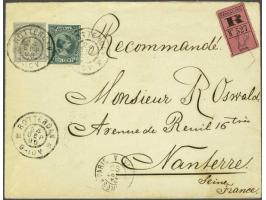 22½ cent zwartgroen op aangetekende 2e gewichtsklasse envelop G. 7 van Rotterdam 24-9-1895 naar Nanterre (F), pracht ex.