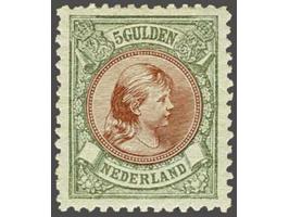 5 gulden bronsgroen en roodbruin, mooi gecentreerd pracht ex., cat.w. 1000