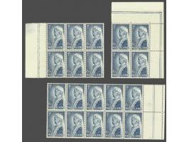 Koningin Emma 6 cent blauw (20x. in randblokken van 6 respectievelijk 10 en hoekblok van 4), cat.w. 640