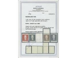 1 t/m 10 gulden (nrs. 535 en 536 met velrand) met certificaat Vleeming 2012, cat.w. 1150