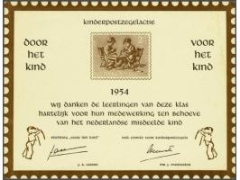 Scholenkaart Kinderpostzegelactie 1954, fris pracht ex. (enkele minieme vlekjes en onbeduidend hoekknakje)