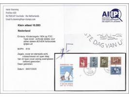 Fdc E19 Kinderzegels 1954, onbeschreven pracht ex. met open klep en certificaat Vleeming 2020, cat.w. 375