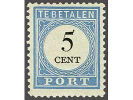 5 cent lichtblauw en zwart tanding 12½ x 12 grote gaten type II met certificaat Vleeming 2017, cat.w. 1350