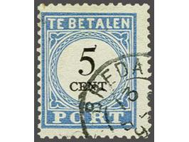 5 cent lichtblauw en zwart tanding 12½ grote gaten type IV, pracht ex. (vlekje linker bovenhoek) met certificaat NVPH 1976, c