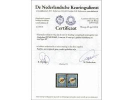 Opruimingsuitgifte 3 en 50 cent op 1 gulden blauw en rood type III met certificaat NKD 2018 (P27 originele zwarte spikkeltjes