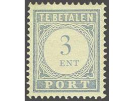 3 cent lichtblauw met variëteit ENT in plaats van CENT, pracht ex. gesigneerd Van der Loo, cat.w. 325