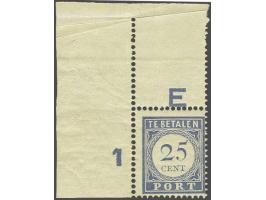 25 cent lichtblauw met hoekvelrand met certificaat NKD 2015, centrering zie foto, cat.w. 475