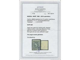 Java 2½ gulden zwartblauw met variëteit opdruk kopstaand, pracht ex. met certificaat Vleeming 2014, cat.w. 5500