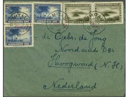 Landschappen 5 cent blauw (3x) en 7½ cent olijfgrijs (2x) met bestelhuisstempel Semitau op ongedateerde envelop naar Hoogwoud