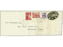 Kangean. Java 3½ sen, Savings 3½ sen and Dancer 7½ cents on cover with cto Ardjara 28-3-45 and negative official handstamp Pe