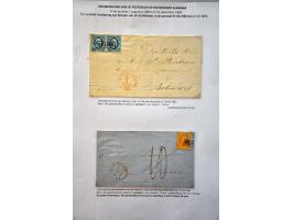 postgeschiedenis Alkmaar en omgeving 1787-1900 (ca. 140 ex.) w.b. emissies 1852, 1864, 1867 en 1872 op poststuk, departement-