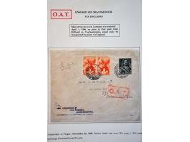 34 poststukken 1945-1947 w.b. van/naar buitenland, censuur, burgemeesterspost en enkele ongebruikte briefkaarten