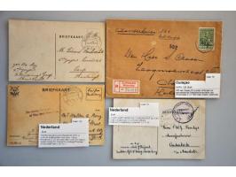 5 poststukken w.b. Nederland 1e Wereldoorlog w.b. militaire briefkaart met violet rondstempel LUCHTVAART-AFDELING COMMANDANT 