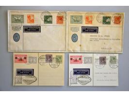 luchtpost, 6 poststukken w.b. envelop Amsterdam-Parijs (VH A9A) uit Beverwijk 25.V.1921, envelop met 30 cent violet en lilabr