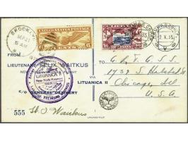 Transatlantic flight of the Lithuanica II 40 centu carmine and blue on numbered cover (555) from Brooklyn, New York to Kaunas