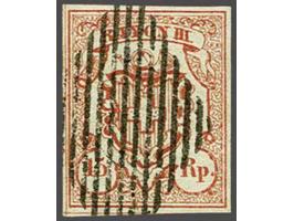 Rayon III 15 rappen red with small numerals (Zst. no. 18), very fine, cat.v. 650