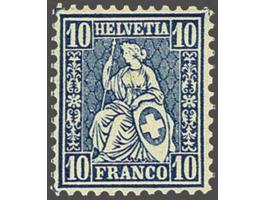 Sitting Helvetia 10 centimes blue on white paper (Zst. no. 31), very fine mounted mint with 1975 Berra Gautschy certificate, 