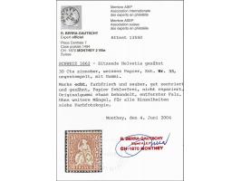 Sitting Helvetia 30 centimes vermillion on white paper (Zst. no. 33), very fine with redistributed original gum with 2004 Ber