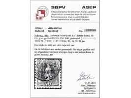 Standing Helvetia 40 centimes grey perforation 9¾ x 9¼ (Zst. no. 69B), very fine with 2004 Kurt Loertscher certificate, cat.v