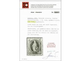 Standing Helvetia 1 franc lilac perforation 11½ x 11 with wide control mark (Zst. no. 71C), very fine mounted mint with 1985 