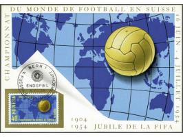 World Championships Football 40 centimes with the constant variety Insel Bermeja (Zst. no. 319.2.01c) on maxi card Bern 4-7-1