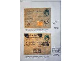 22 envelopes 4 paisa green 1933-1959, 3 unused with dies in types, other used with shades, including to the Maharadja 1940 (w