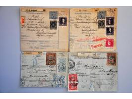 parcel cards, about 120 ex. including many better frankings, mixed frankings, with (Austrian) postage due on reverse etc. in 