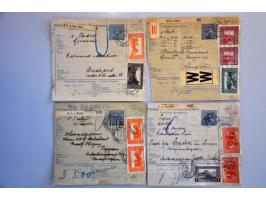 parcel cards, about 120 ex. including many better frankings, mixed frankings, with (Austrian) postage due on reverse etc. in 