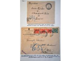 collection registered covers 1887-1918 (43 ex.) from various towns with many better items including mixed frankings, postal s