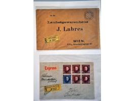 collection registered covers 1887-1918 (43 ex.) from various towns with many better items including mixed frankings, postal s